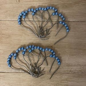 Set of Blue Beaded Shower Curtain Hooks—Excellent Condition!